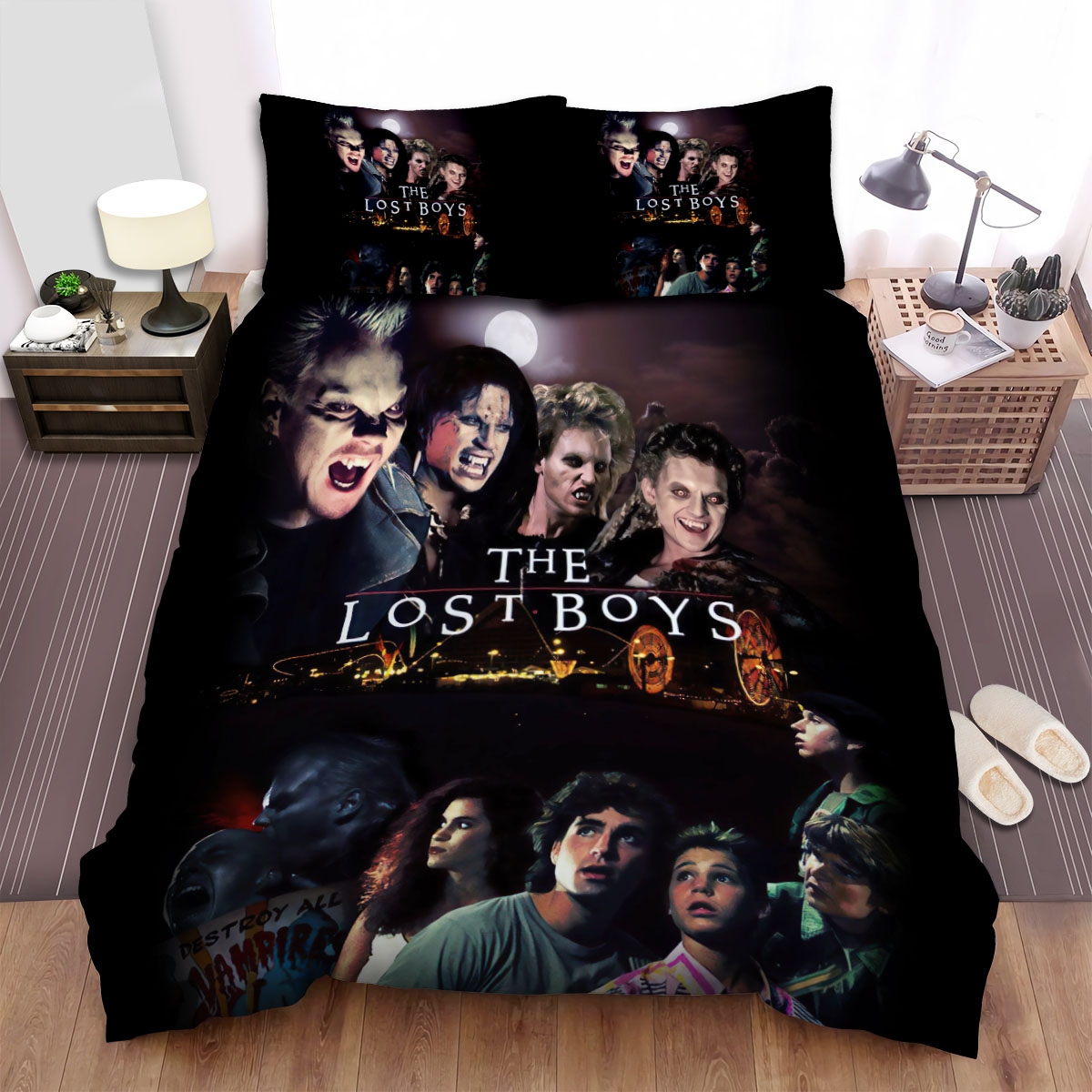 The Lost Boys Art Angry Of Four People With The Face Of People Are Afraid Movie Poster Bed Sheets Spread Duvet Cover Bedding Set - Unique Anime Apparel for Fans