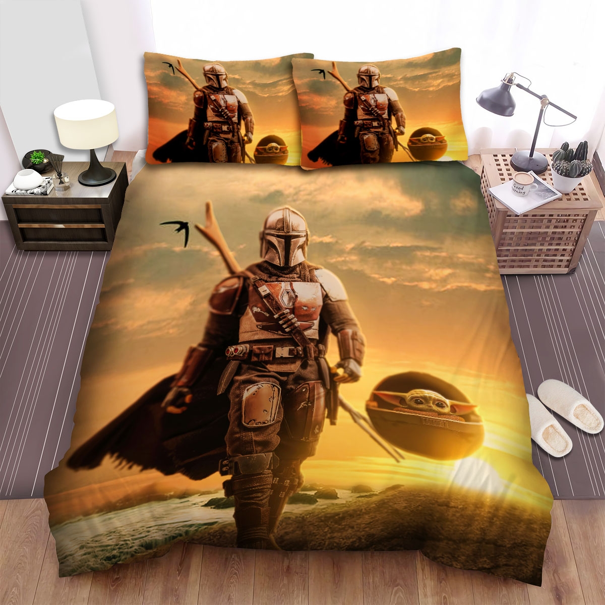 The Mandalorian (2019) The Mandalorian Poster Ver 2 Bed Sheets Spread Duvet Cover Bedding Set - Unique Anime Apparel for Fans