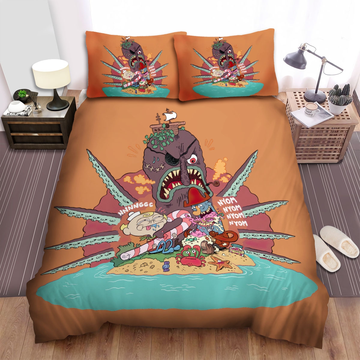 The Marvelous Misadventures Of Flapjack Eating Together Bed Sheets Spread Duvet Cover Bedding Set - Unique Anime Apparel for Fans