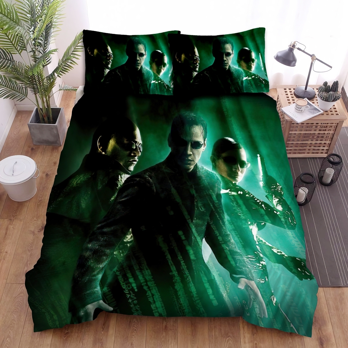 The Matrix Reloaded In The Rain Bed Sheets Spread Duvet Cover Bedding Set - Unique Anime Apparel for Fans