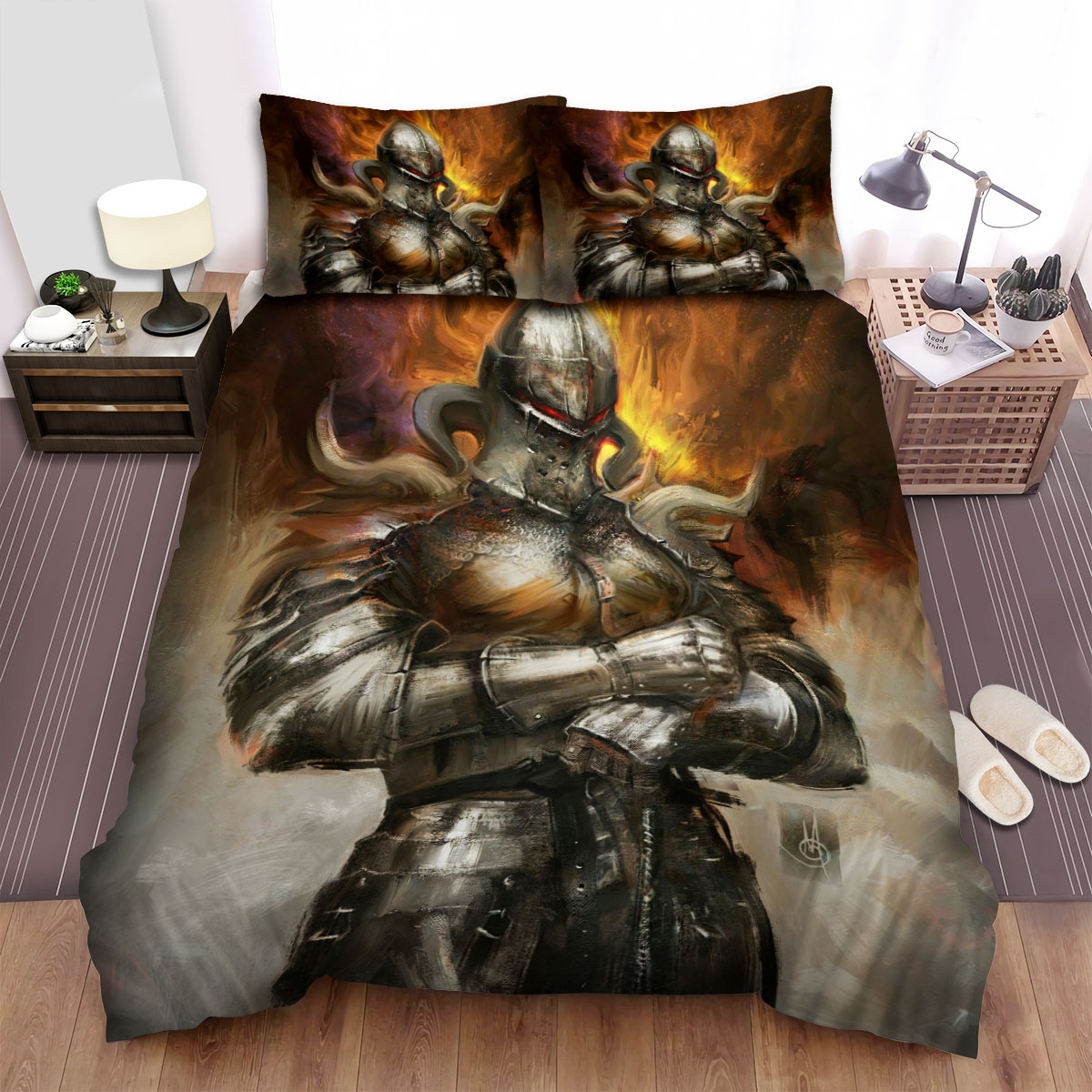 The Medieval Knight Stand Still Artwork Bed Sheets Spread Duvet Cover Bedding Set - Unique Anime Apparel for Fans