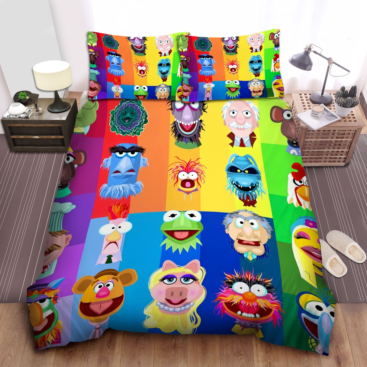 The Muppets Character Faces Artworks Bed Sheets Spread Comforter Duvet Cover Bedding Set - Unique Anime Apparel for Fans