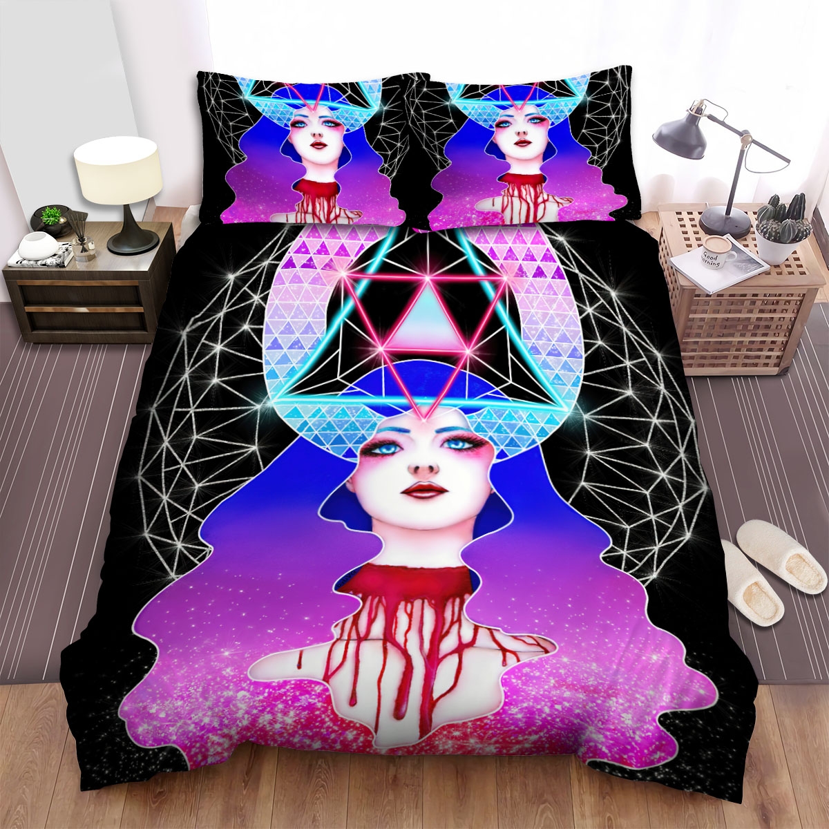 The Neon Demon Blink Art Bed Sheets Spread Duvet Cover Bedding Set - Unique Anime Apparel for Fans