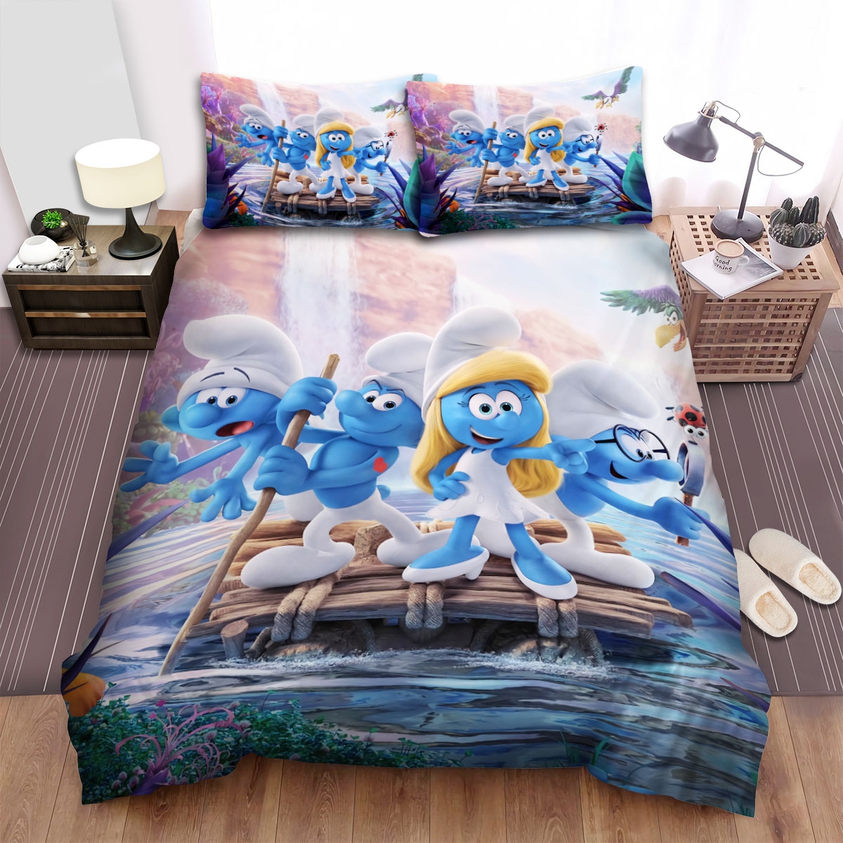 The Smurfs Explore Picture Bed Sheets Spread Duvet Cover Bedding Set - Unique Anime Apparel for Fans