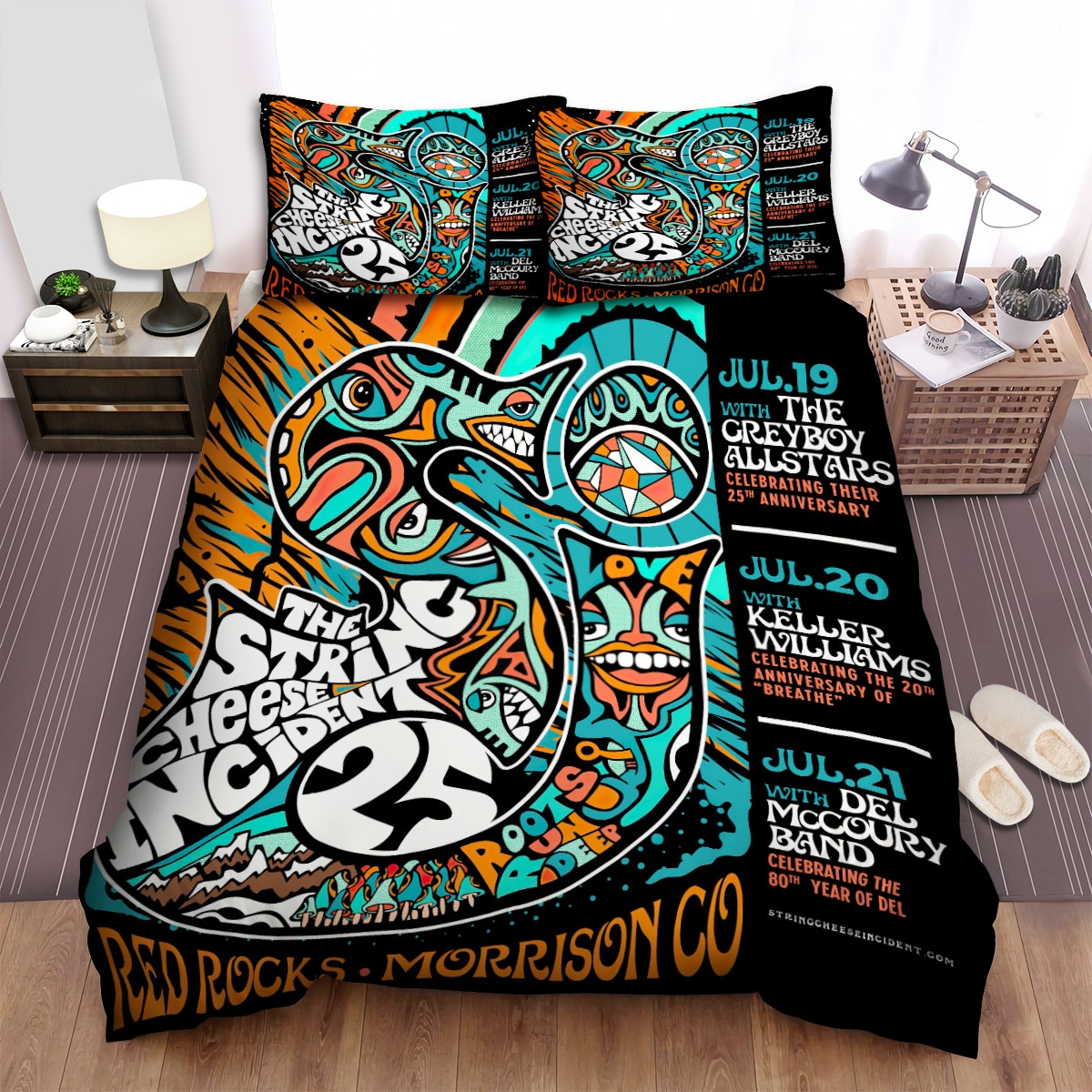 The String Cheese Incident Music Band Art Anniversary's Celebration Bed Sheets Spread Comforter Duvet Cover Bedding Set - Unique Anime Apparel for Fans