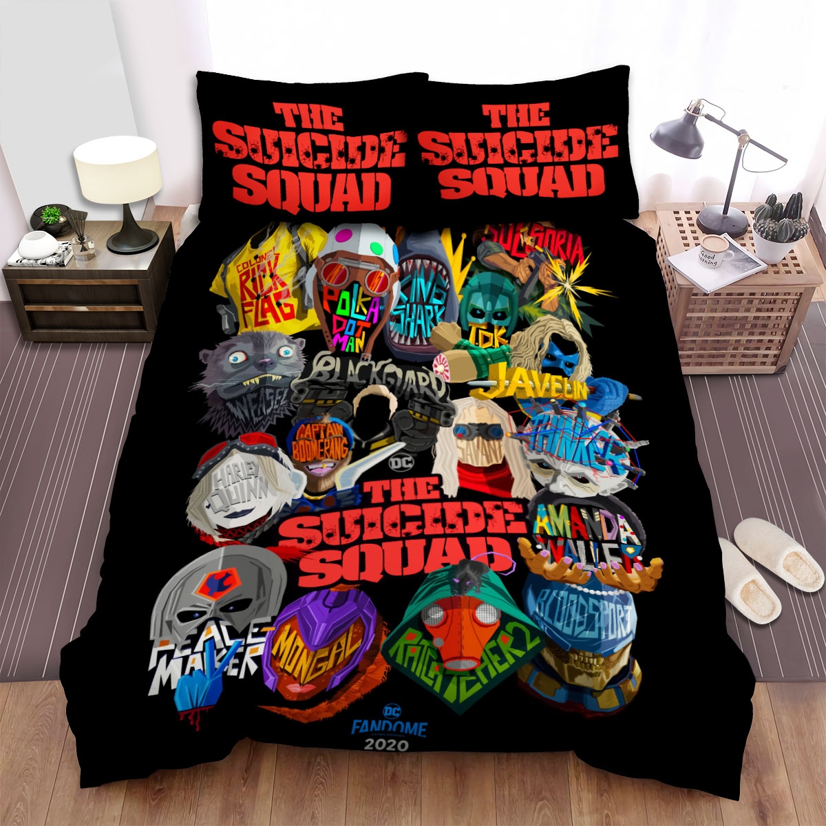 The Suicide Squad Iconic Illustration Bed Sheets Spread Duvet Cover Bedding Set - Unique Anime Apparel for Fans