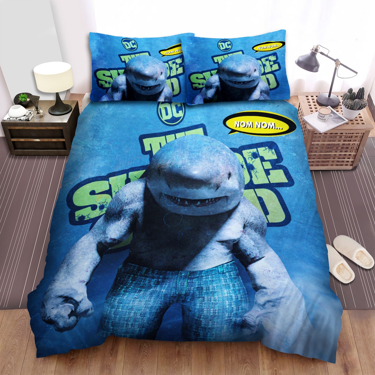 The Suicide Squad King Shark 3d Illustration Bed Sheets Spread Duvet Cover Bedding Set - Unique Anime Apparel for Fans
