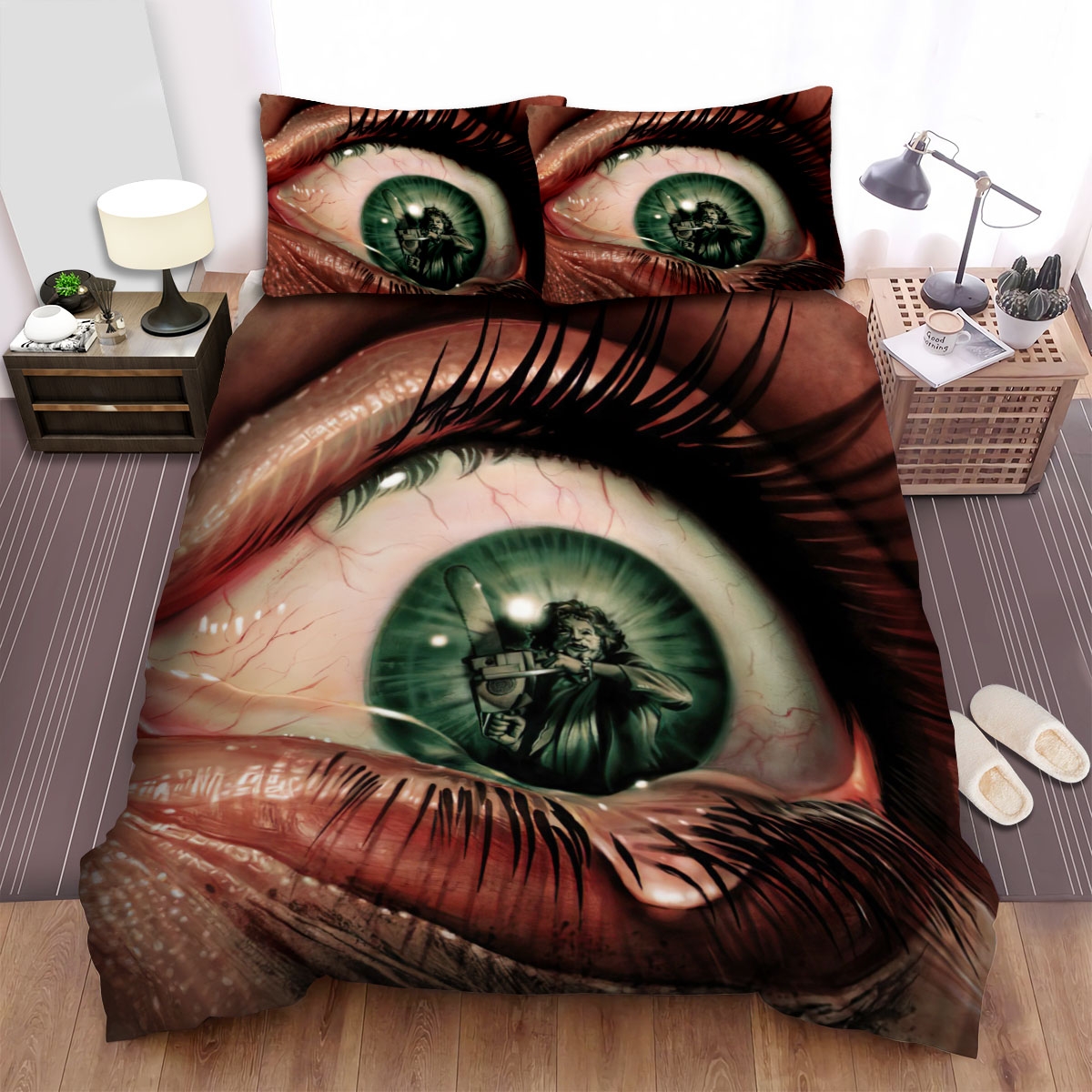 The Texas Chain Saw Massacre Eye Bed Sheets Spread Duvet Cover Bedding Set - Unique Anime Apparel for Fans