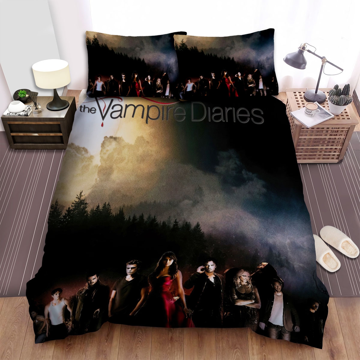 The Vampire Diaries (2009-2017) Full Moon Movie Poster Bed Sheets Spread Duvet Cover Bedding Set - Unique Anime Apparel for Fans