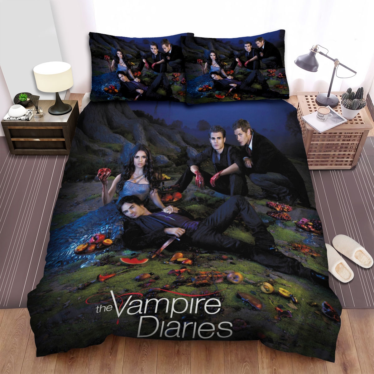 The Vampire Diaries (2009-2017) Give In To Your Appetite Movie Poster Bed Sheets Spread Duvet Cover Bedding Set - Unique Anime Apparel for Fans