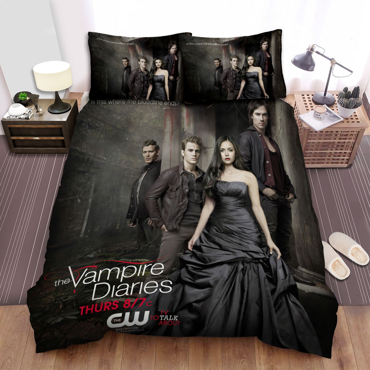 The Vampire Diaries (2009-2017) Is This Where The Bloodline Ends Movie Poster Bed Sheets Spread Duvet Cover Bedding Set - Unique Anime Apparel for Fans