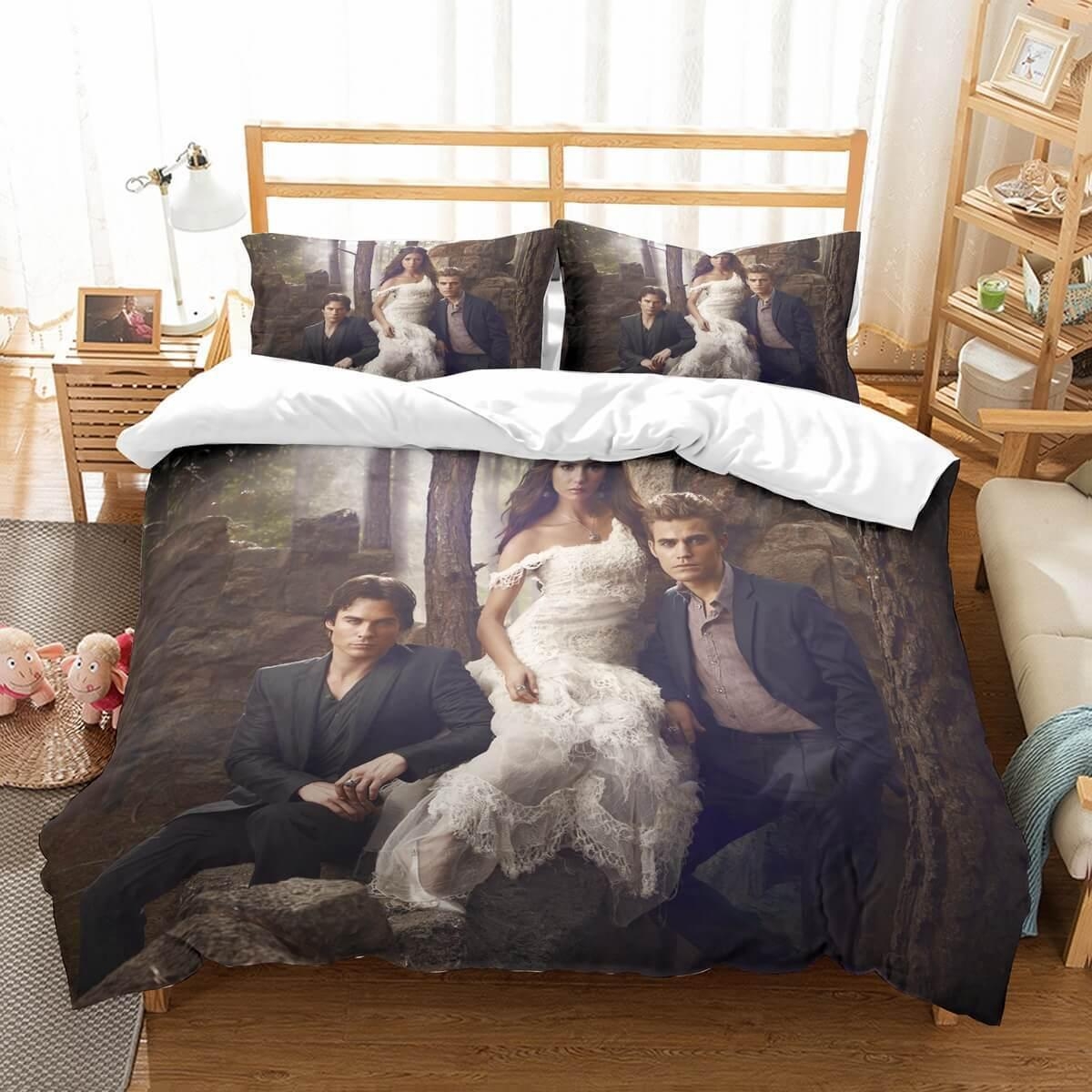 The Vampire Diaries 3d Duvet Cover Bedding Set - Unique Anime Apparel for Fans
