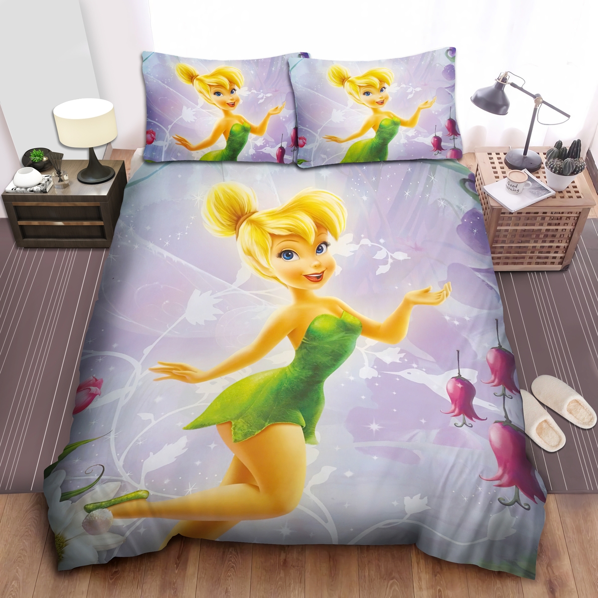 Tinkerbell & Flowers Bed Sheets Spread Duvet Cover Bedding Set - Unique Anime Apparel for Fans