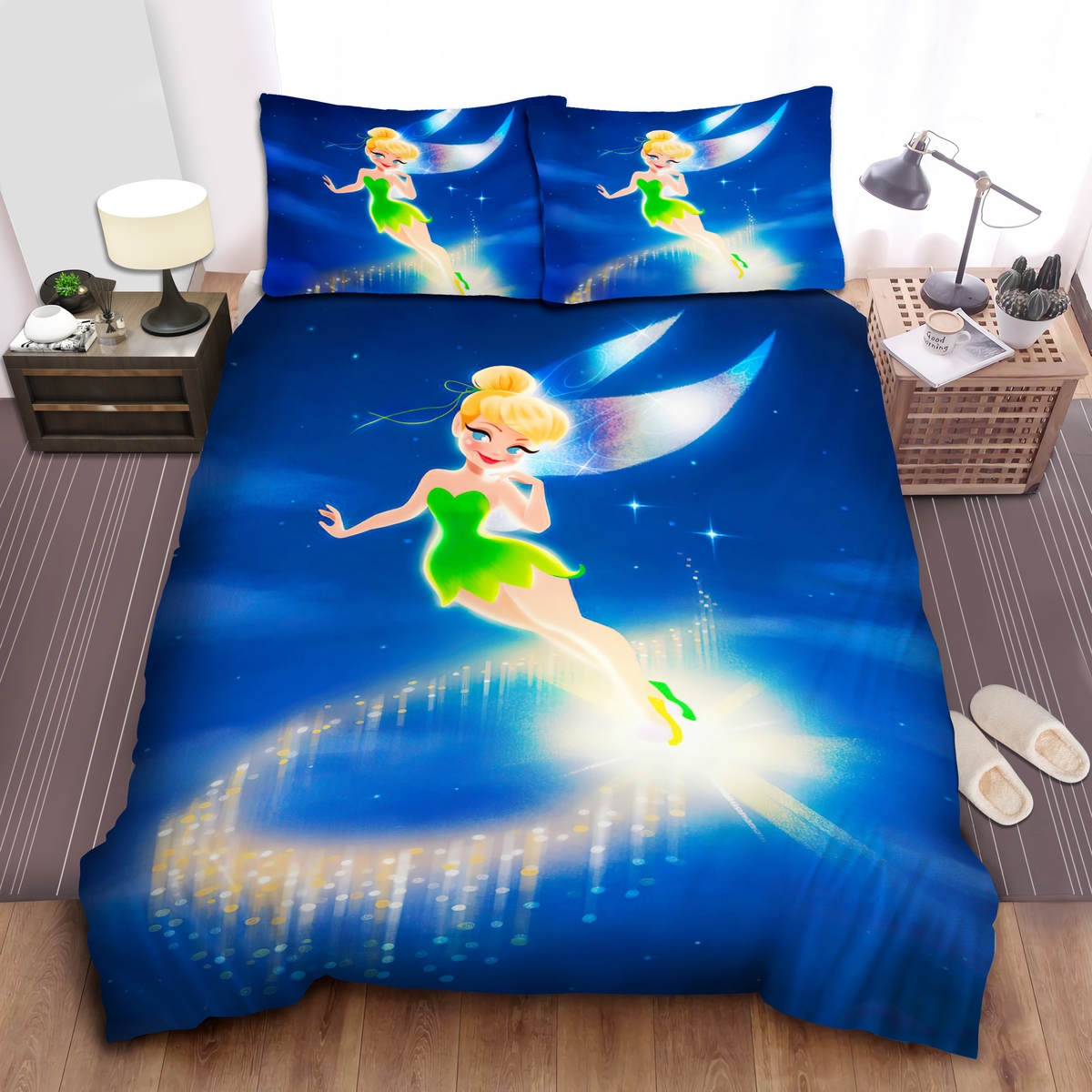 Tinkerbell & The Night Sky Bed Sheets Spread Comforter Duvet Cover Bedding Set - Unique Anime Apparel for Fans