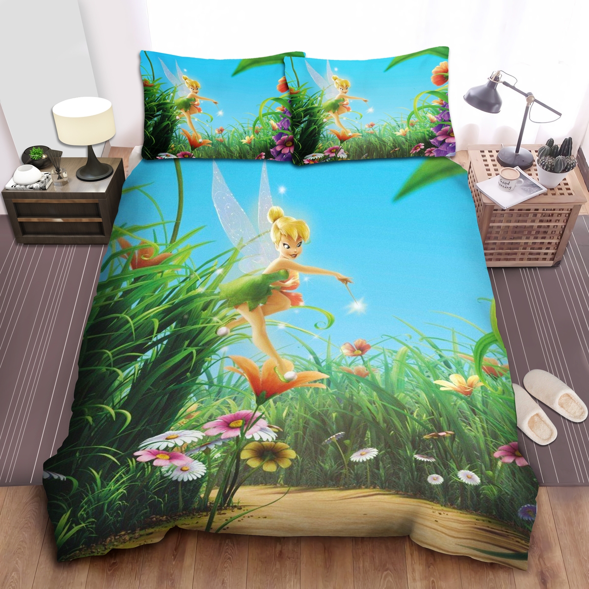 Tinkerbell In The Flower Garden Bed Sheets Spread Duvet Cover Bedding Set - Unique Anime Apparel for Fans