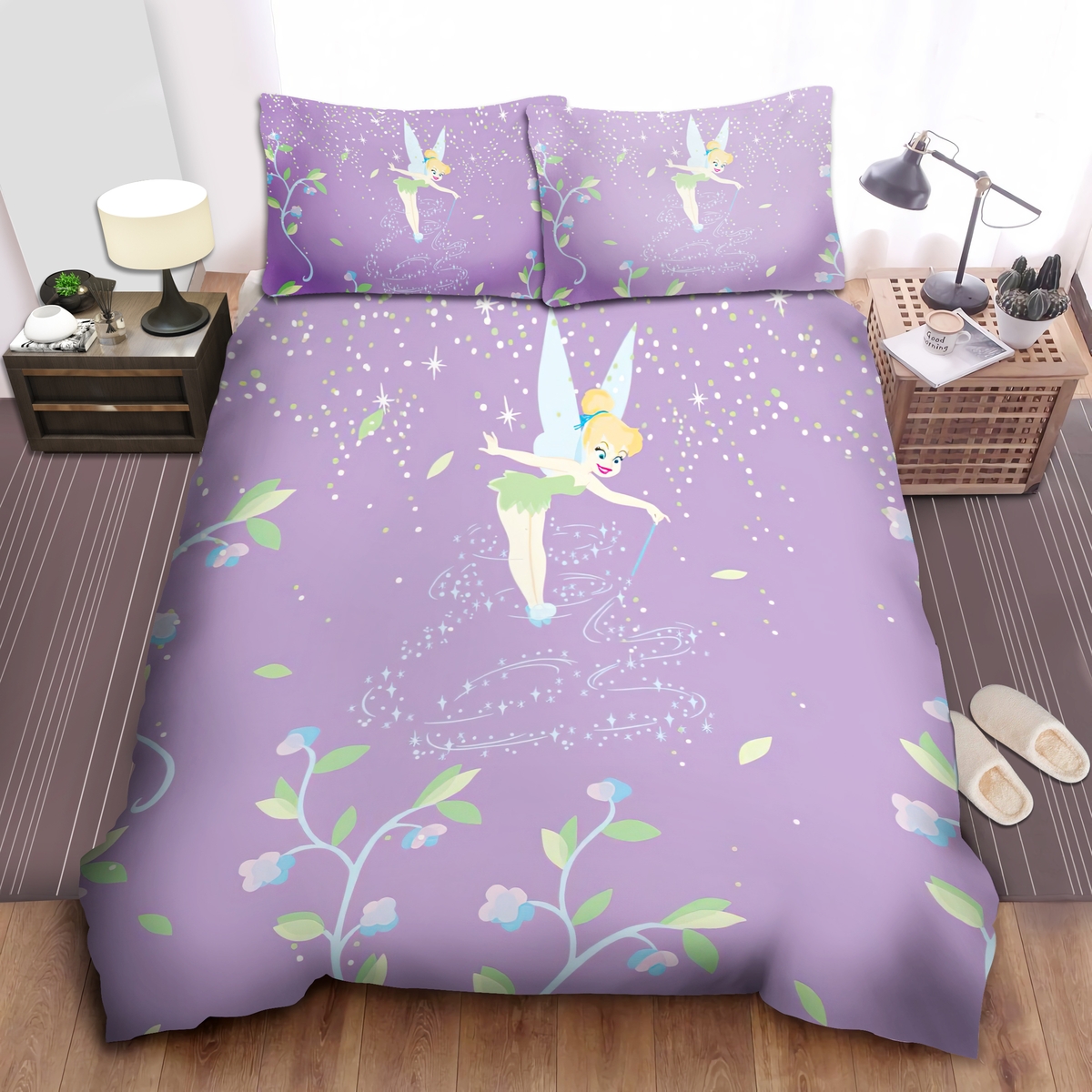 Tinkerbell Magic On The Plants Bed Sheets Spread Duvet Cover Bedding Set - Unique Anime Apparel for Fans