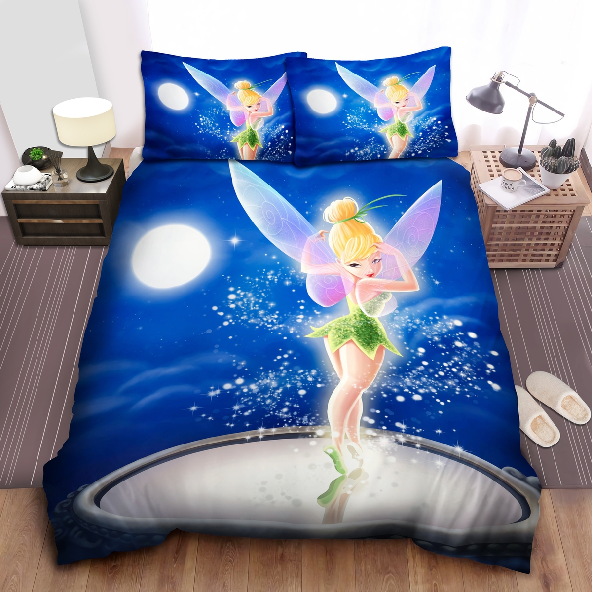 Tinkerbell On The Mirror Bed Sheets Spread Duvet Cover Bedding Set - Unique Anime Apparel for Fans