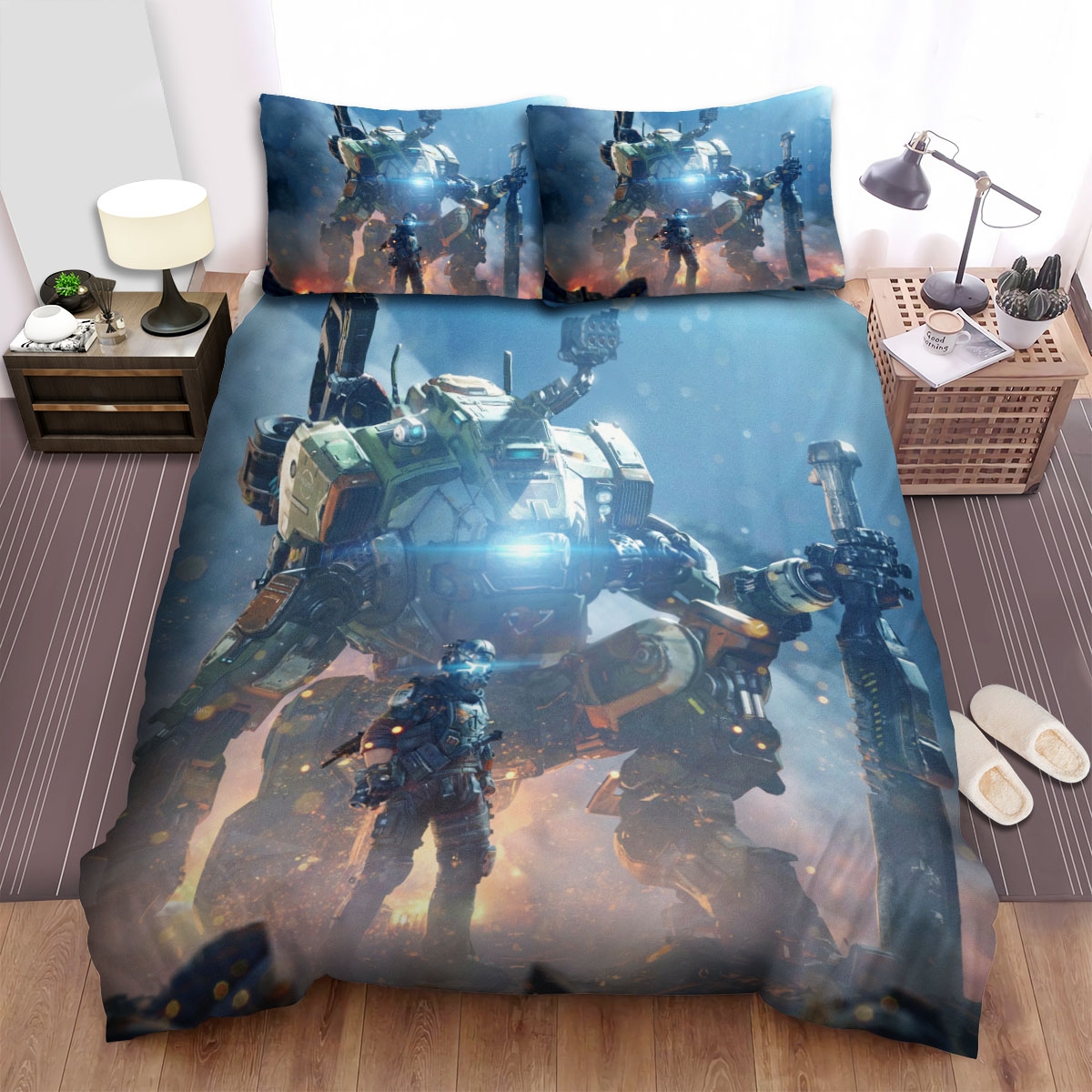 Titanfall Jack & Bt-7274 With The Sword Bed Sheets Spread Duvet Cover Bedding Set - Unique Anime Apparel for Fans