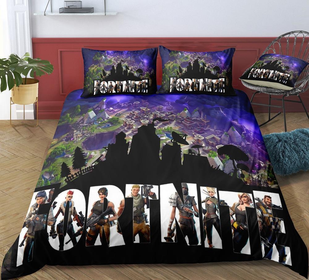 Topdown Fortnite Gamer Duvet Cover Bedding Set - Unique Anime Apparel for Fans