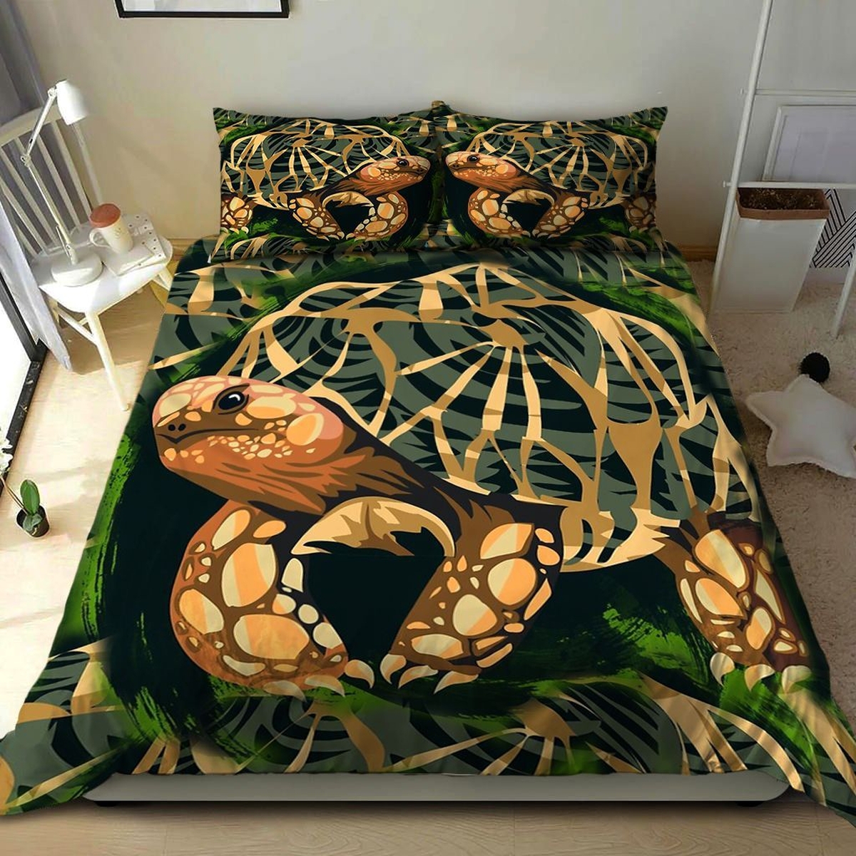 Tortoise Bed Sheets Spread Comforter Duvet Cover Bedding Set - Unique Anime Apparel for Fans