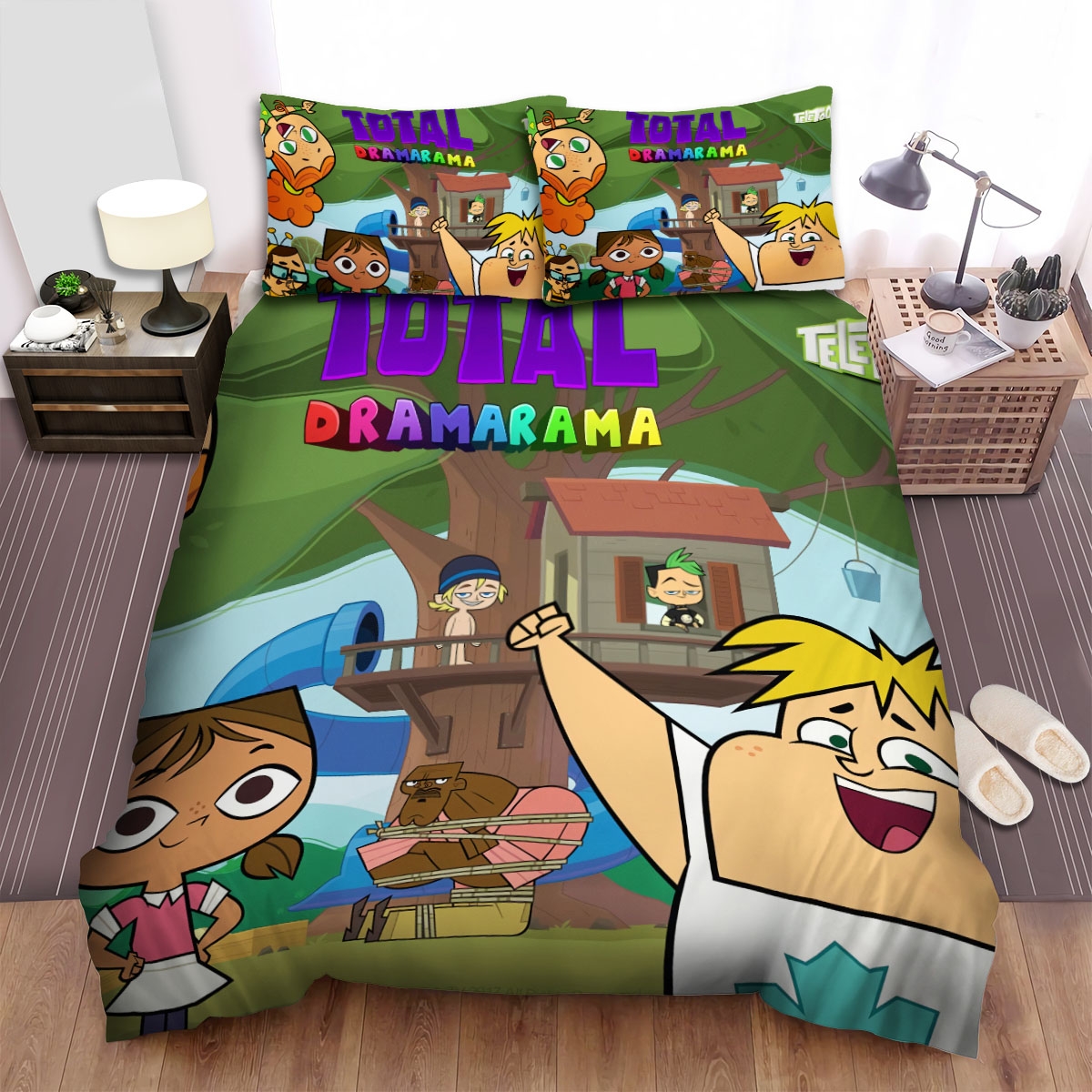Total Dramarama Characters At The Tree House Bed Sheets Spread Duvet Cover Bedding Set - Unique Anime Apparel for Fans