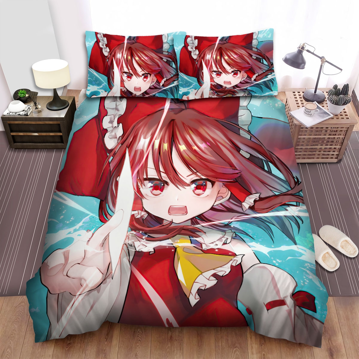 Touhou Angry Hakurei Reimu Bed Sheets Spread Duvet Cover Bedding Set - Unique Anime Apparel for Fans