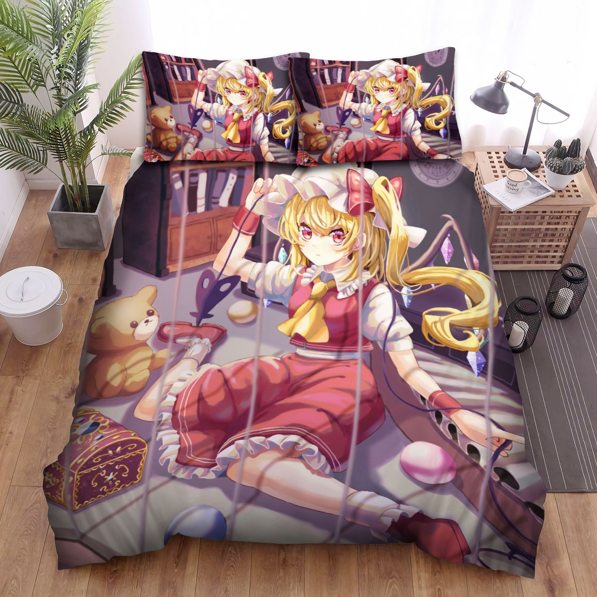 Touhou Flandre Scarlet With Her Toys Bed Sheets Spread Duvet Cover Bedding Set - Unique Anime Apparel for Fans