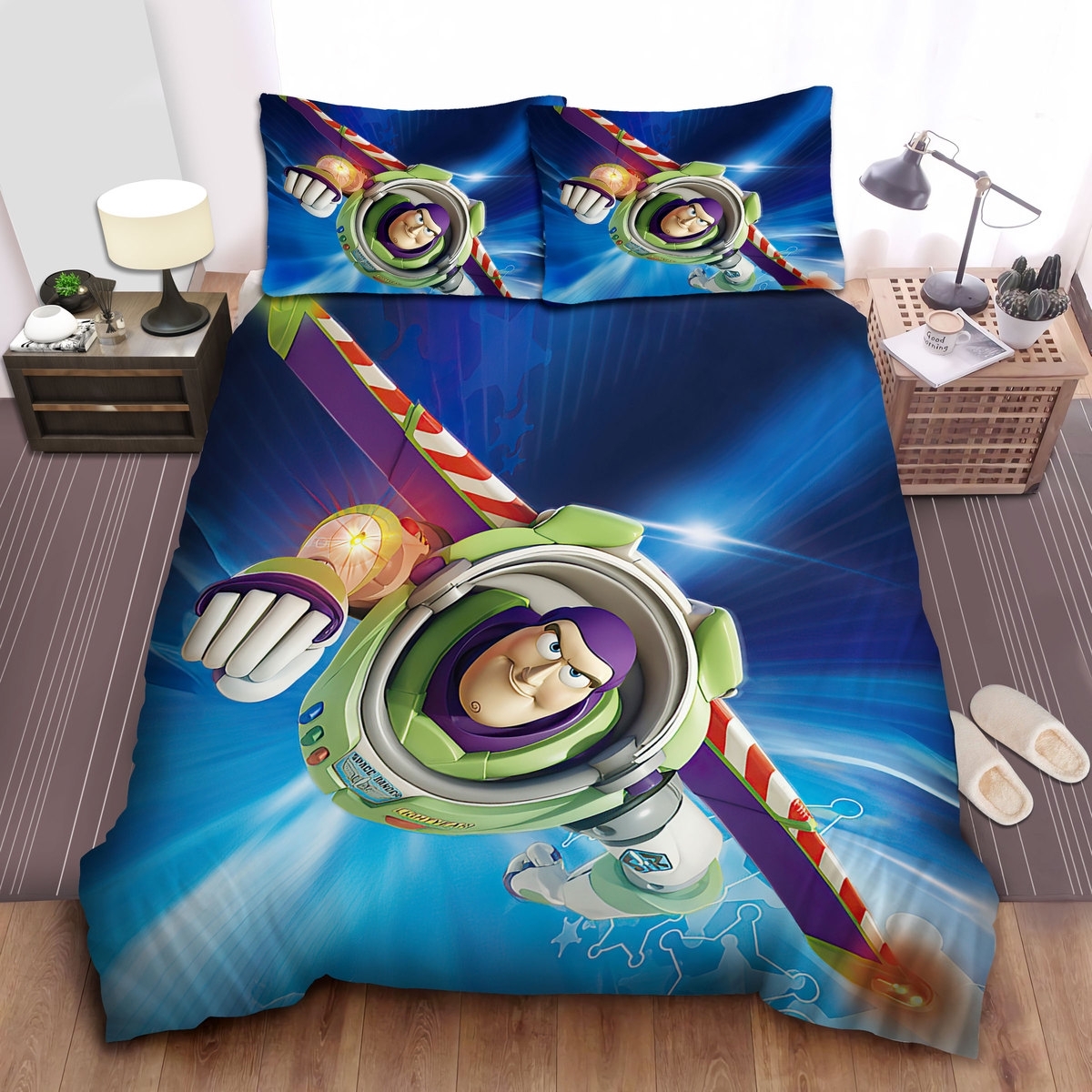 Toy Story Buzz Lightyear Flying To The Mission Bed Sheets Spread Duvet Cover Bedding Set - Unique Anime Apparel for Fans
