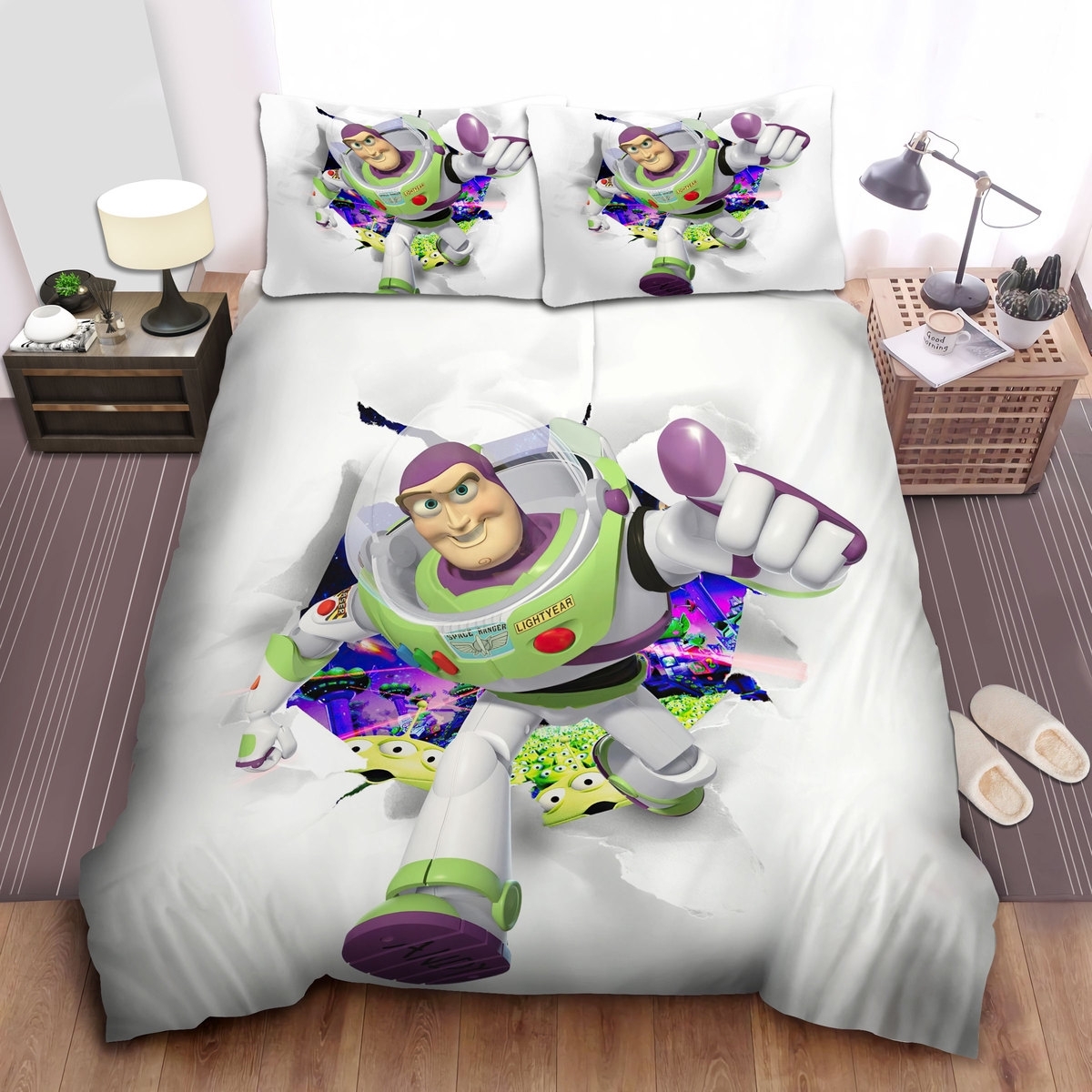 Toy Story Buzz Lightyear In 3d Artwork Bed Sheets Spread Duvet Cover Bedding Set - Unique Anime Apparel for Fans