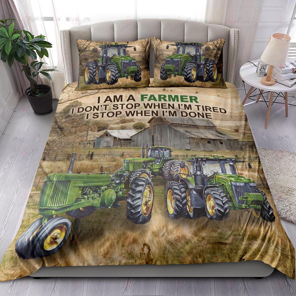 TractorI Am A Farmer Bedding Set Bed Sheets Spread Duvet Cover Bedding Set - Unique Anime Apparel for Fans