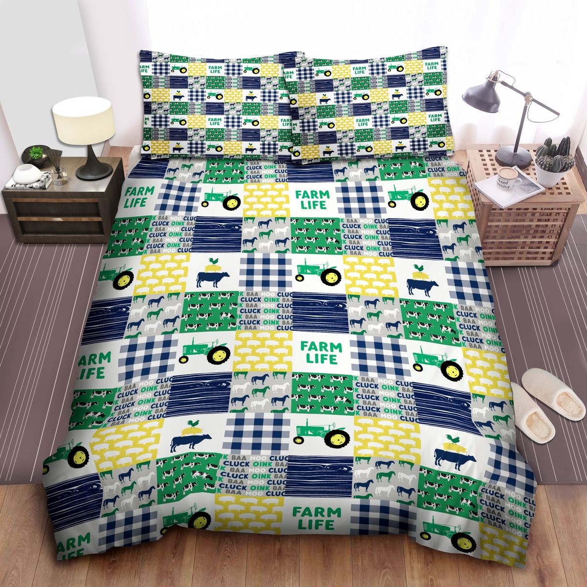 Tractors Are Green Bedding Set (Duvet Cover & Pillow Cases) - Unique Anime Apparel for Fans