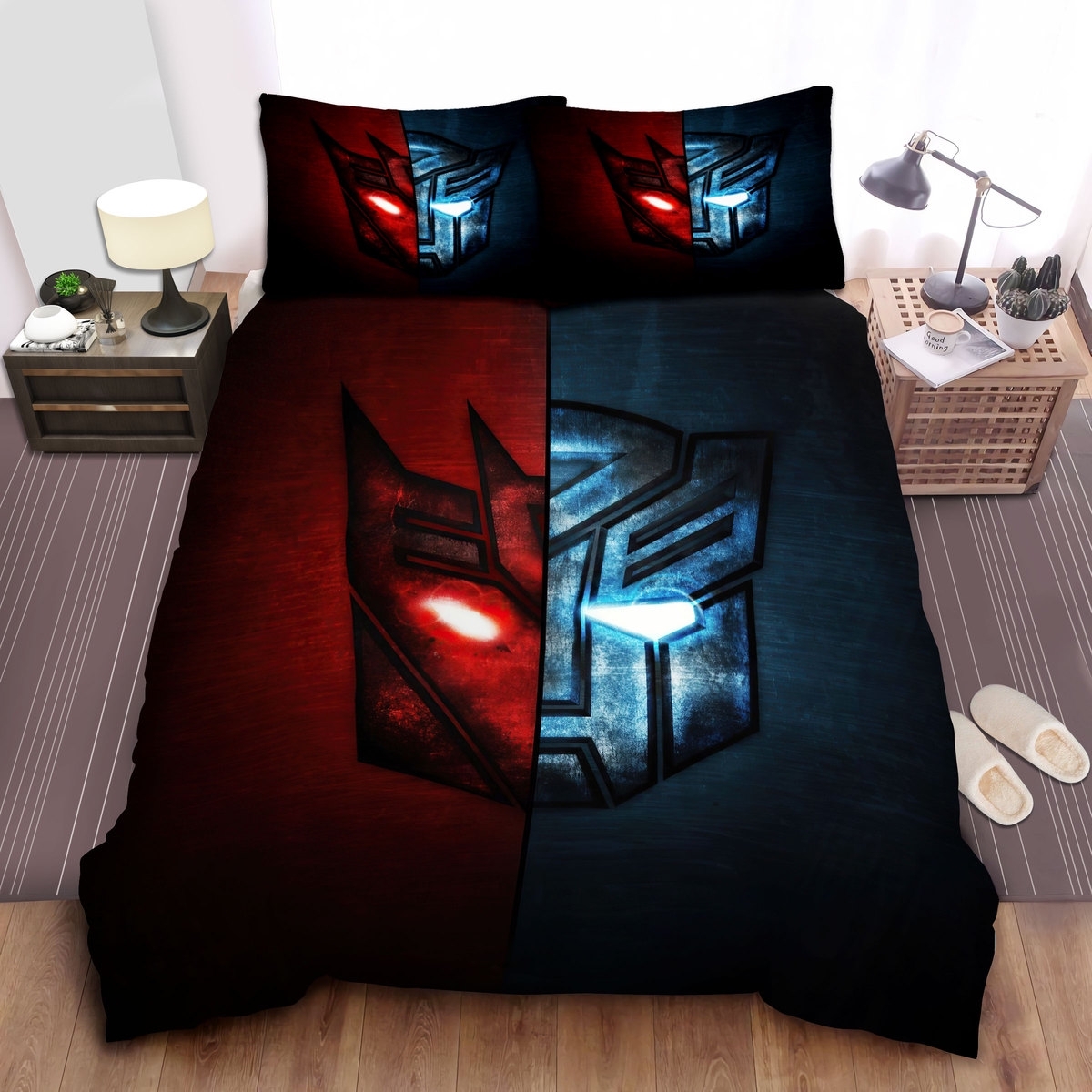Transformer Autobot And Decepticon Symbols Split Bed Sheets Spread Duvet Cover Bedding Set - Unique Anime Apparel for Fans