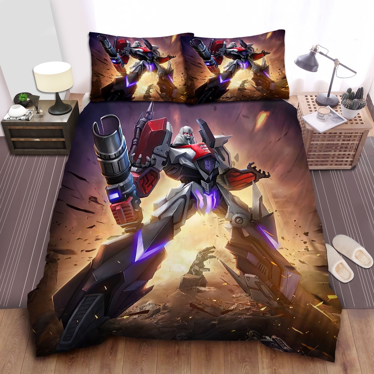 Transformer Megatron Destroy All In 3d Art Bed Sheets Spread Duvet Cover Bedding Set - Unique Anime Apparel for Fans