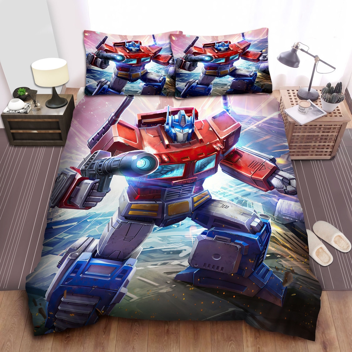Transformer Optimus Prime In 3d Artwork Bed Sheets Spread Duvet Cover Bedding Set - Unique Anime Apparel for Fans