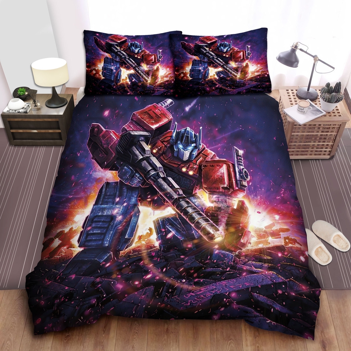 Transformer Optimus Prime In The Front Line Bed Sheets Spread Duvet Cover Bedding Set - Unique Anime Apparel for Fans
