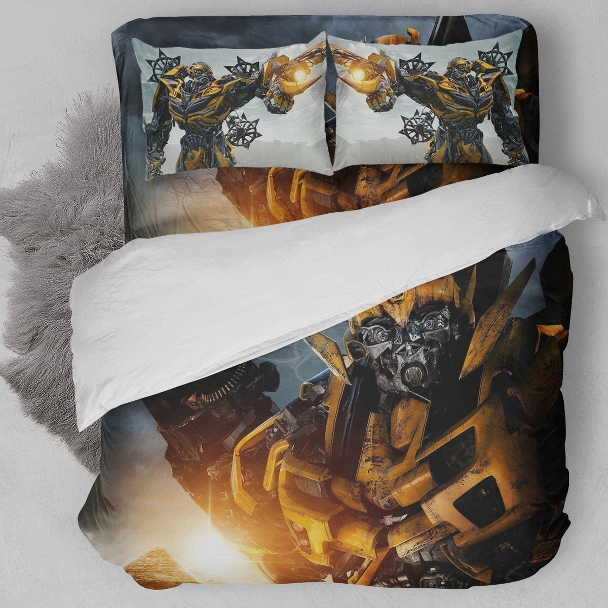 Transformers - Bumblebee Custom Bedding Set (Duvet Cover & Pillowcases) - Unique Anime Apparel for Fans