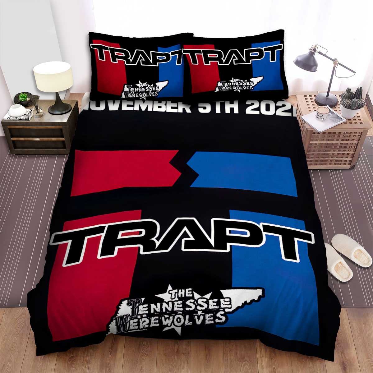 Trapt Red & Blue Bed Sheets Spread Duvet Cover Bedding Set - Unique Anime Apparel for Fans
