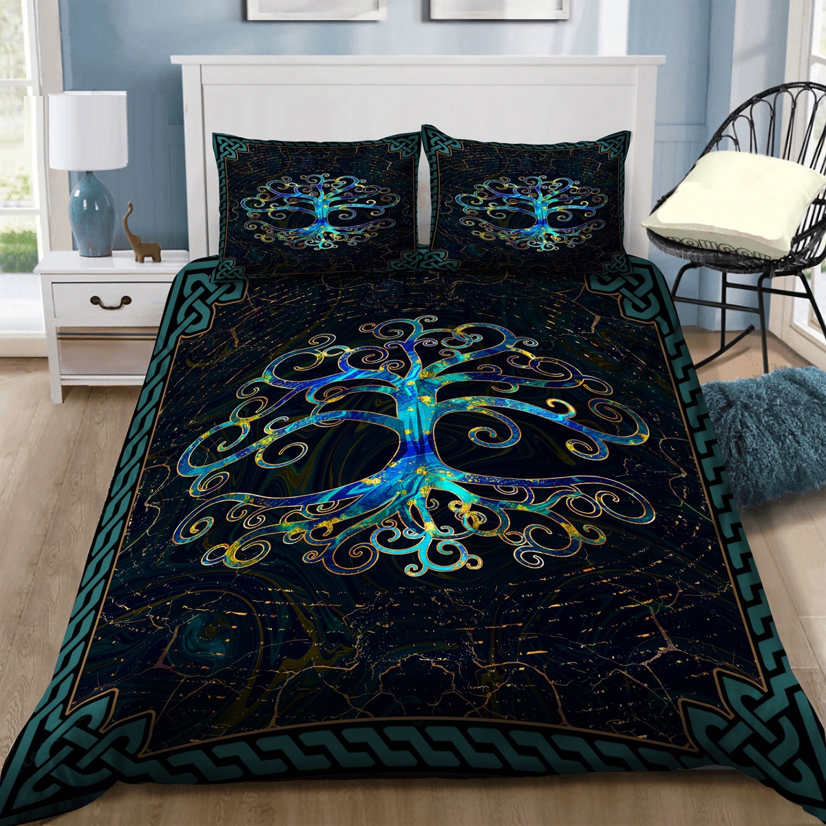 Tree Of Life Dark Background Bed Sheets Spread Duvet Cover Bedding Set Perfect Gifts For Tree Of Life Lover Gifts For Birthday Christmas Thanksgiving - Unique Anime Apparel for Fans